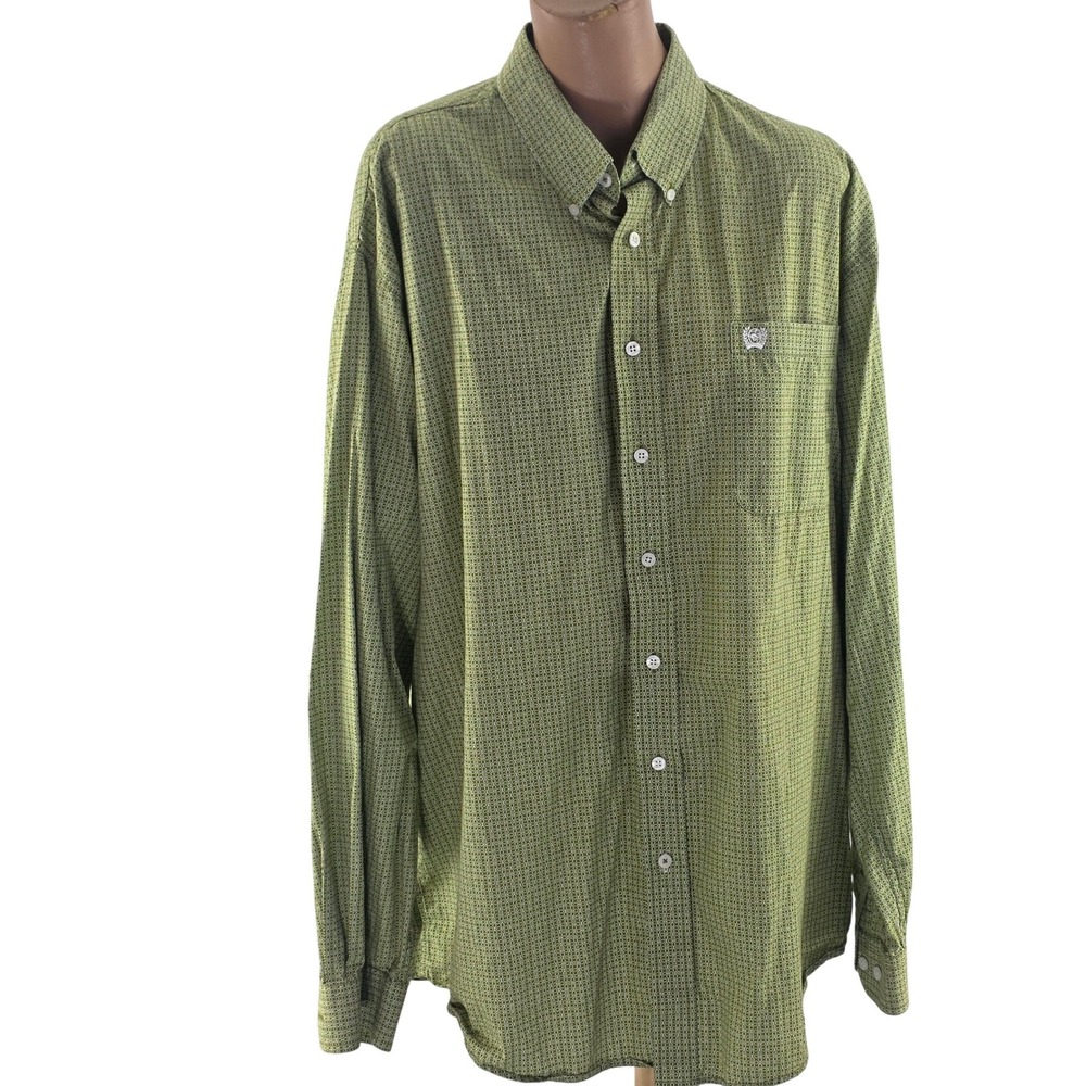 Cinch Button Down Shirt Mens XL Green Excellent